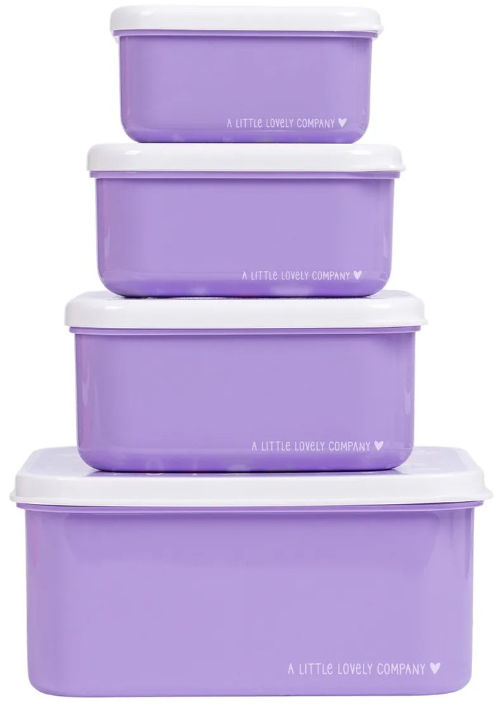 A Little Lovely Company - súprava štyroch desiatových škatuliek - jednorožce a dúha