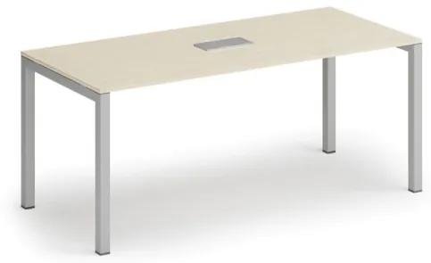 Stôl SQUARE 1800 x 800 x 750, breza + stolová zásuvka TYP I, strieborná