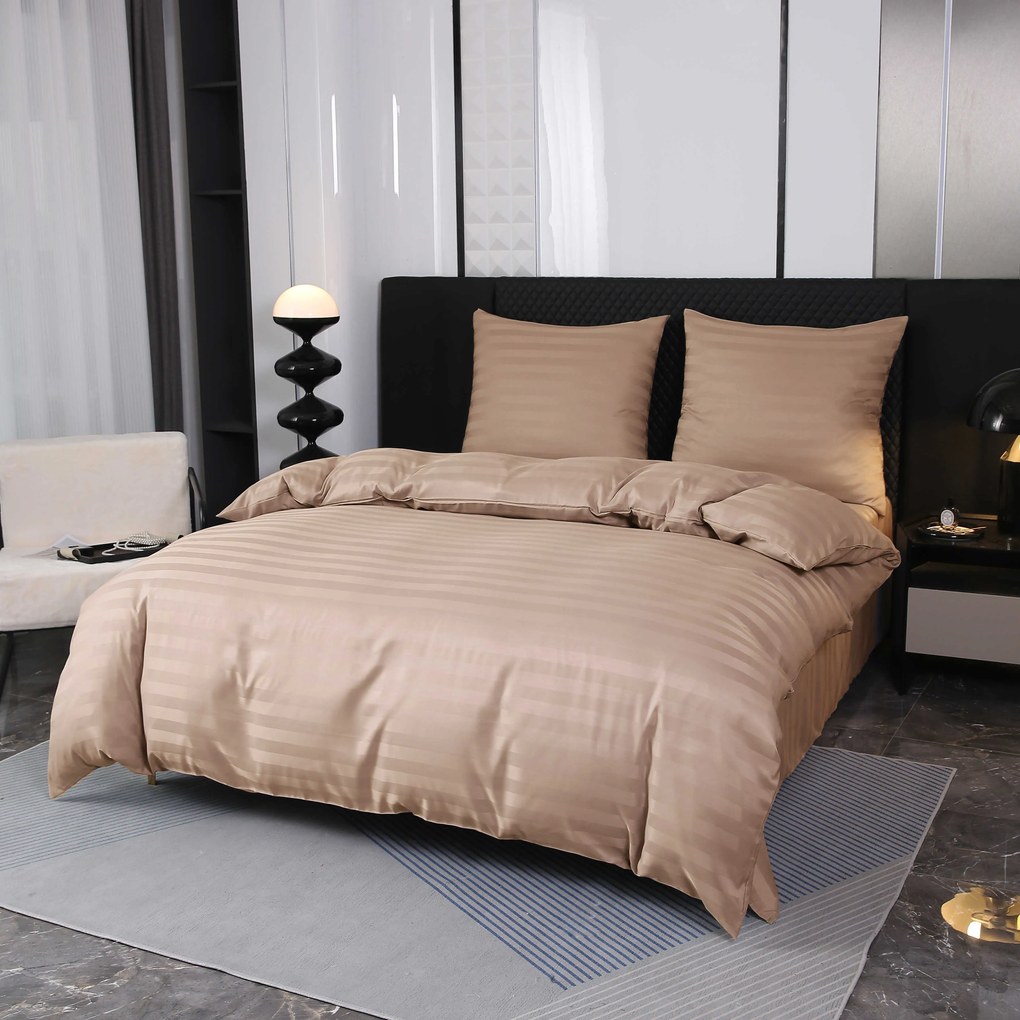 Hotelové obliečky z mikrovlákna JASMINE béžové - prúžok 2 cm Rozmer obliečky: 70 x 90 cm | 140 x 200 cm