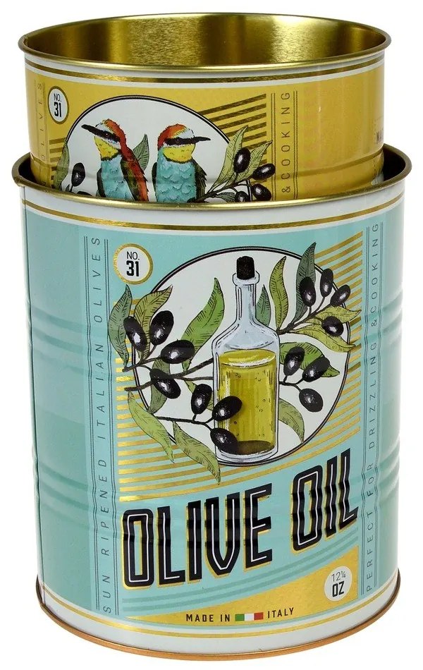 Dekoratívne cínové úložné boxy v súprave 2 ks ø 11x13 cm Olive Oil – Rex London