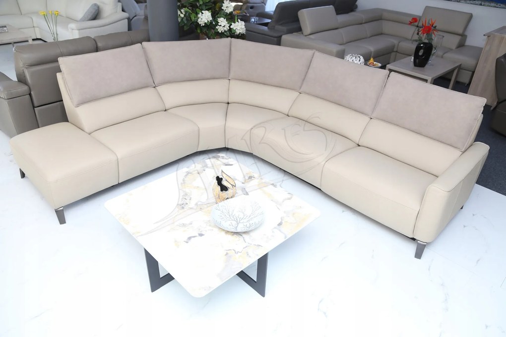 žiadna značka Moderný rohový gauč ALESSIA - prírodná koža + Relax