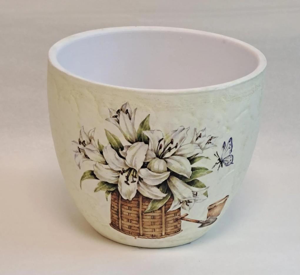 Kvetináč keramika kvety 19x19x16cm 217676 - Kvetináč