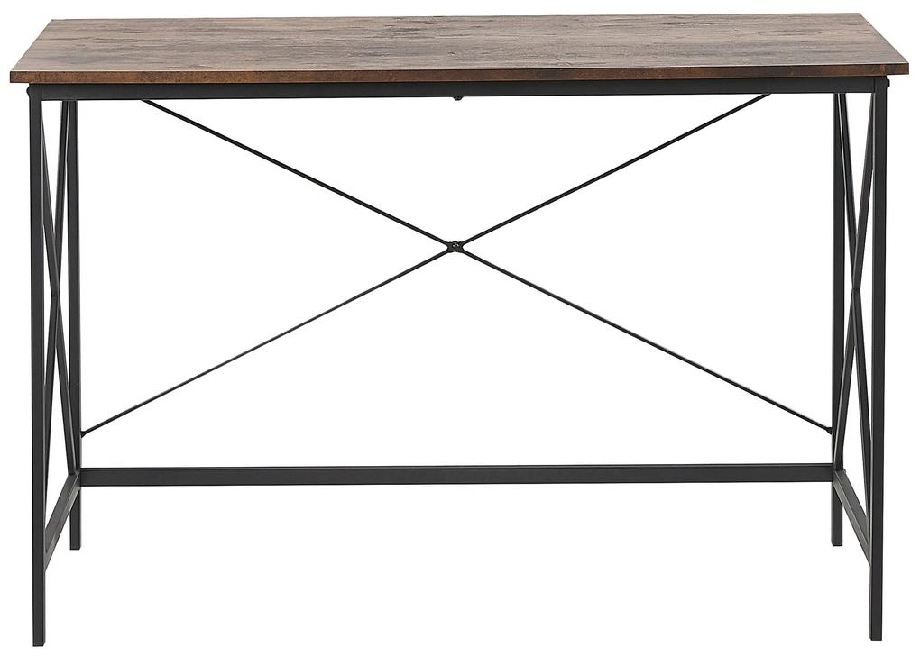 Písací stôl 115 x 60 cm tmavé drevo/čierna FUTON Beliani