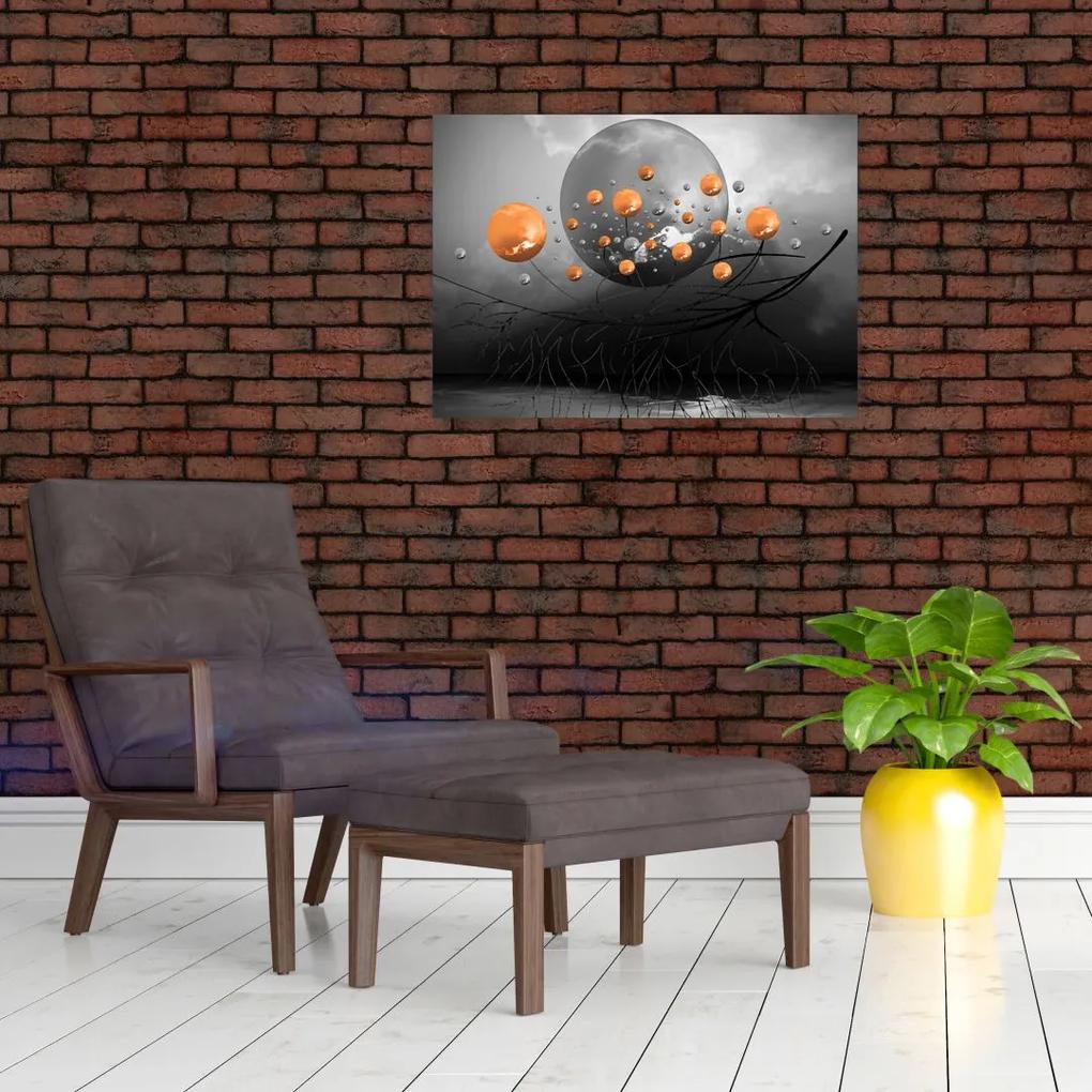 Sklenený obraz oranžových gulí (70x50 cm)