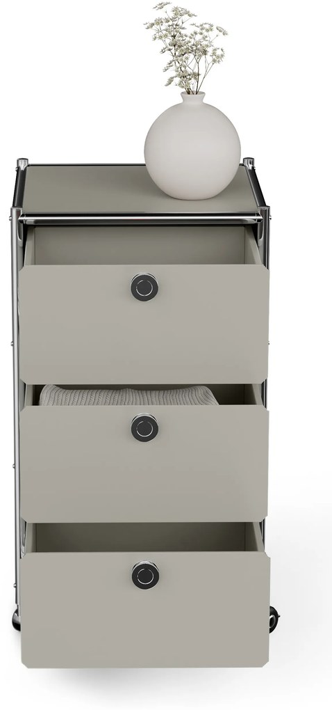 Kovová kancelárska skrinka »CN3« so zásuvkami, svetlosivá