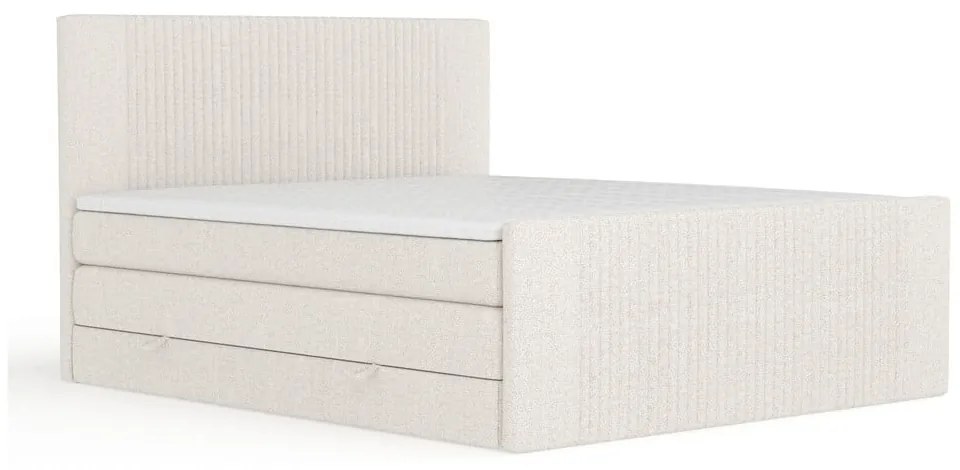 Béžová boxspring posteľ s úložným priestorom 160x200 cm Bergamo – Maison de Rêve