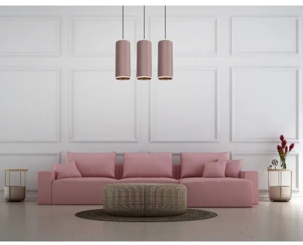 Luster na lanku AVALO 3xE27/60W/230V ružová/medená
