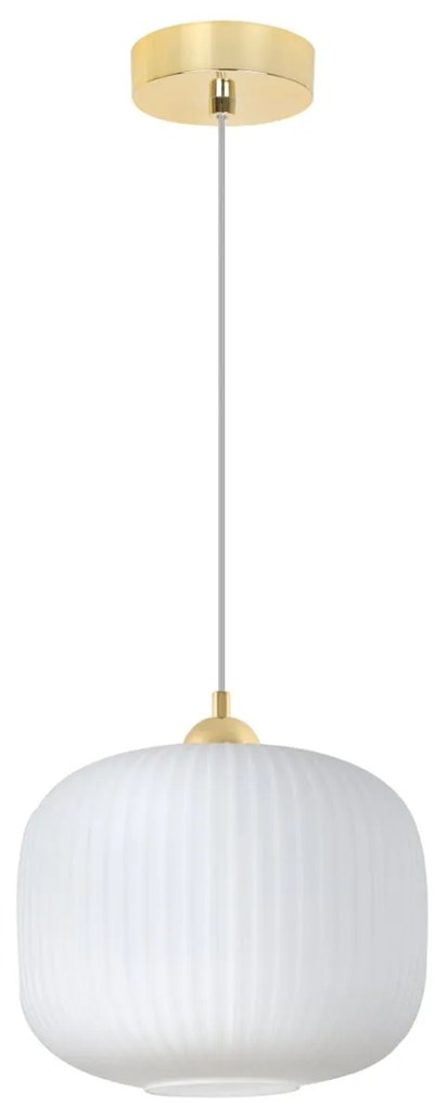 Závesné svietidlo Riffle 3, 1x biele sklenené tienidlo, g