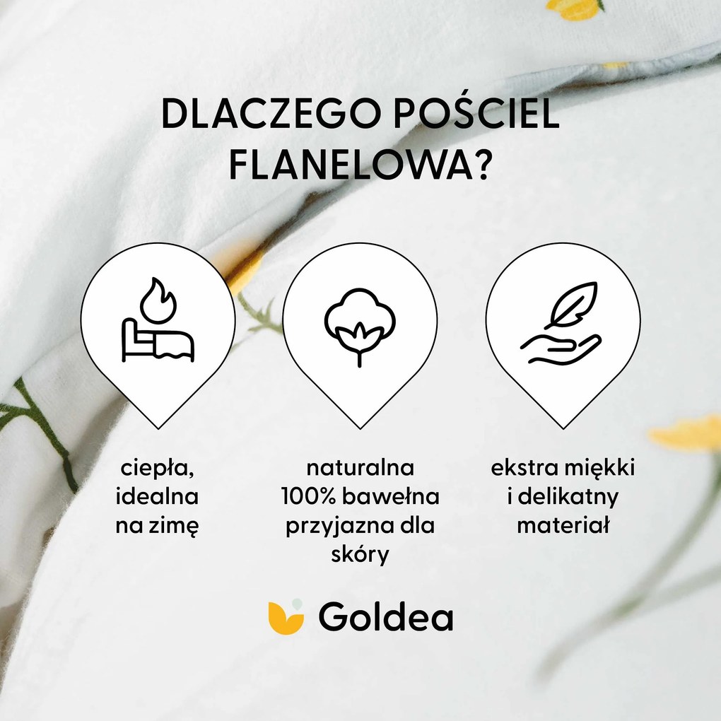 Goldea flanelové posteľné obliečky - harmanček 200 x 200 a 2ks 70 x 90 cm