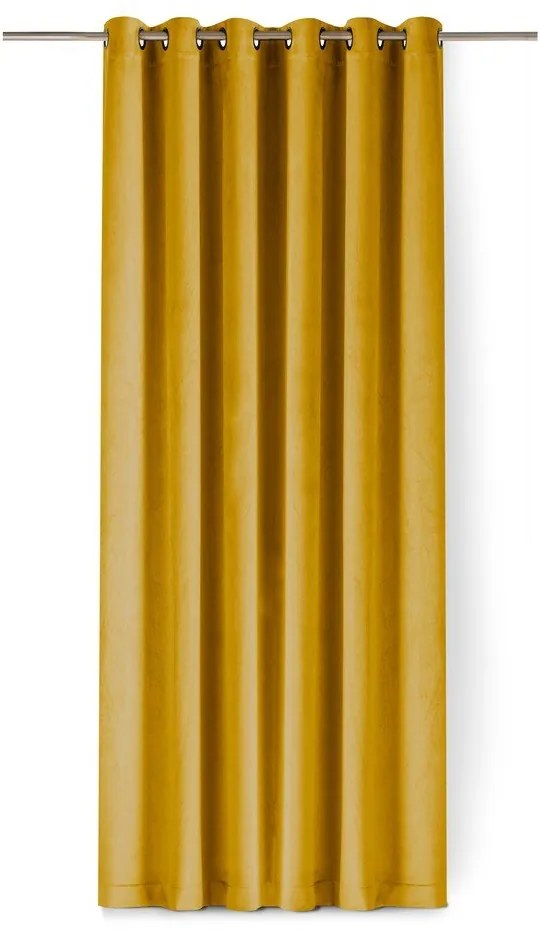 Zamatový dimout záves v horčicovej farbe 140x250 cm Velto – Filumi