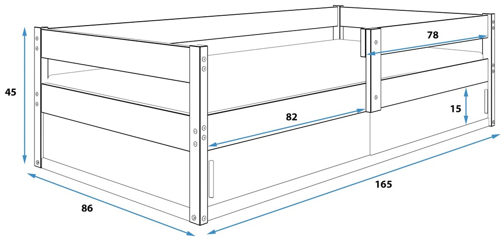 Posteľ HUGO 160x80cm - Borovica