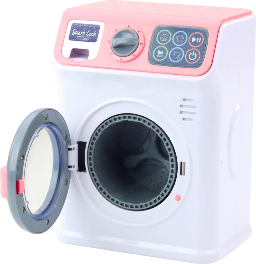 LEAN Toys Detská práčka Otáčanie bubna Svetelné zvuky Biela a ružová