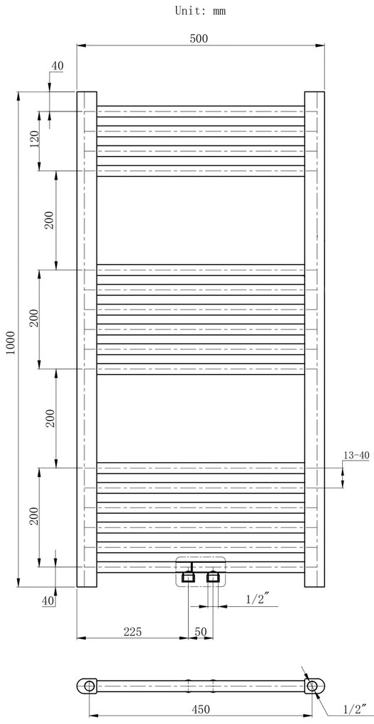 Gamma Erga Simple, vykurovacie teleso 1000x500 mm, 389 W, biela, ERG-LAV-SIMP-10050-WH