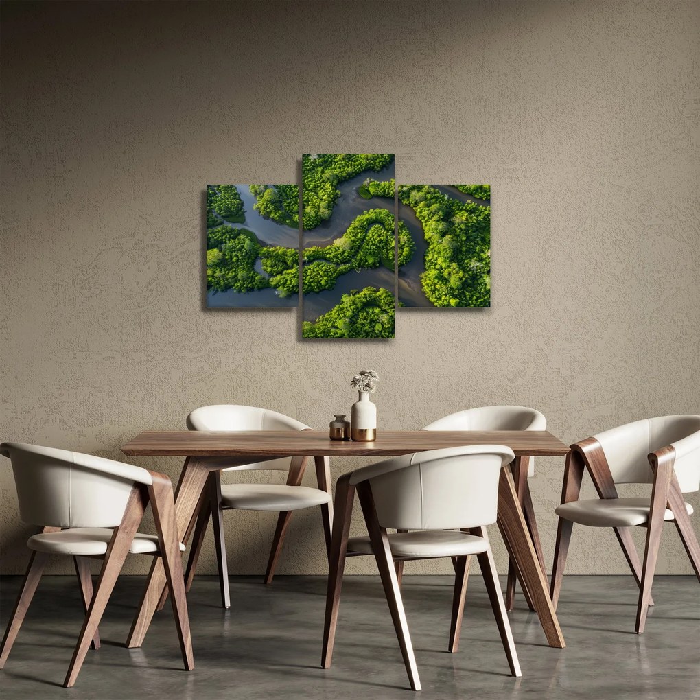 Obraz - Lesná krajina s riekou (90x60 cm)