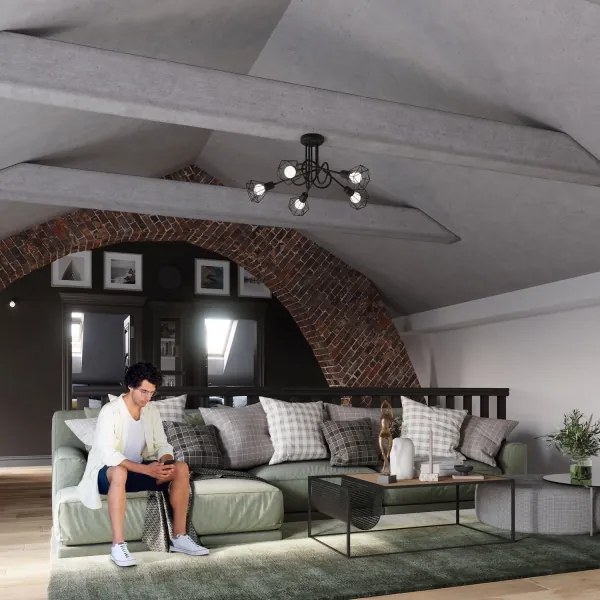 Sollux SL.1110 - Luster na tyči ARTEMIS 5xE14/40W/230V čierna