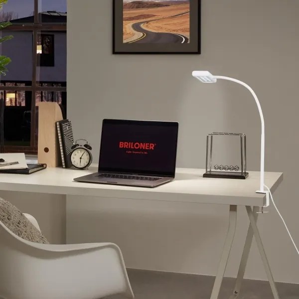 Brilo - LED Flexibilná stolná lampa s klipom TRASNA LED/7,5W/230V biela