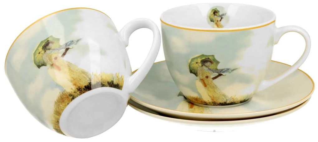 Porcelánová šálka s podšálkou Monet Woman With Parasol 250 ml sada 2ks