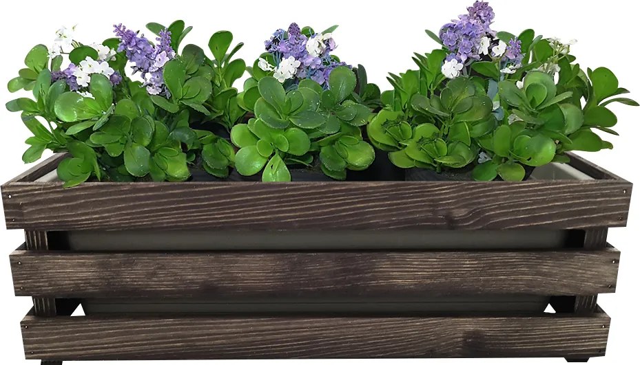 AMADEA Drevený obal na kvetináč tmavý, 52x21,5x17cm, český výrobok