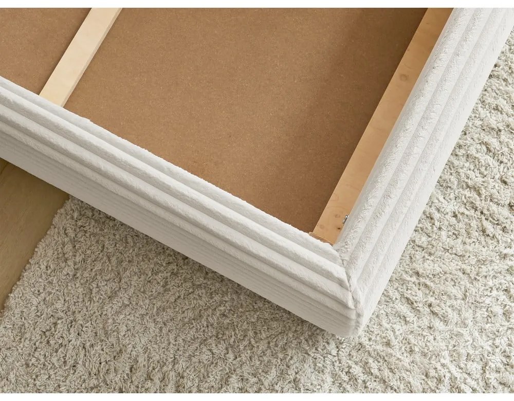 Béžová čalúnená dvojlôžková posteľ s úložným priestorom s roštom 180x200 cm Jade – Bobochic Paris