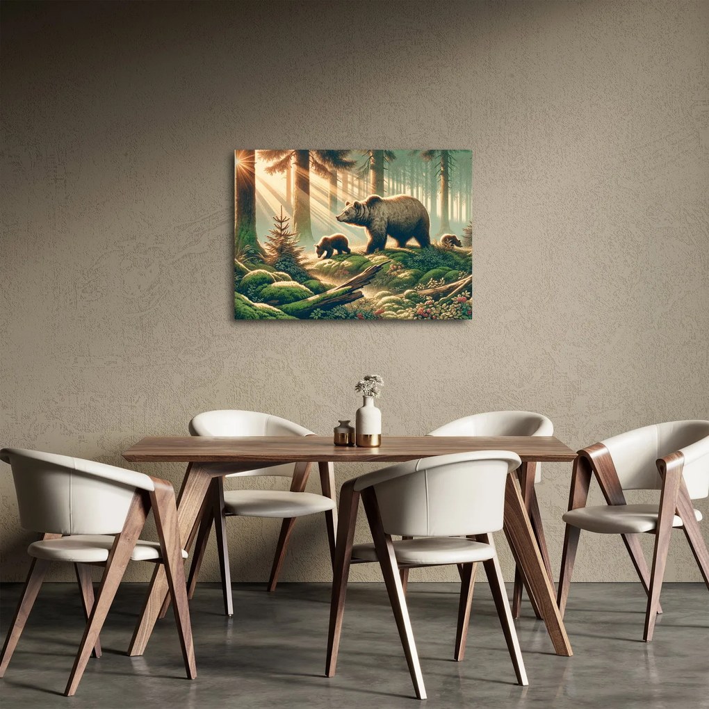 Obraz - Medvede v lese (70x50 cm)