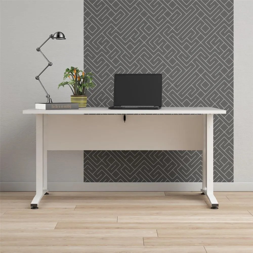 Biely písací stôl PRIMA OFFICE bez zásuvky 80400