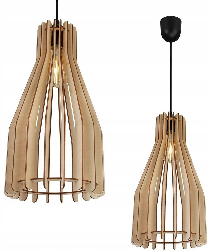Závesné svietidlo Timber 4, 1x drevené tienidlo, lp