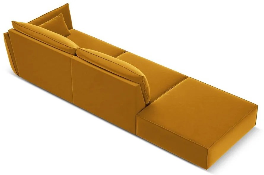 Zamatová pohovka v horčicovej farbe pravý roh 264 cm Vanda – Mazzini Sofas