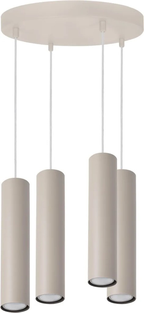 Závesné svietidlo Tuba, 4x béžové kovové tienidlo, o