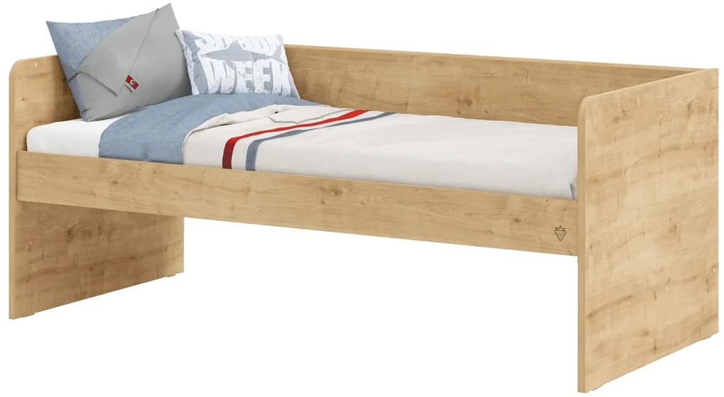 Poschodová posteľ s prístelkou, úložným priestorom a rebríkom Cody Modular - dub