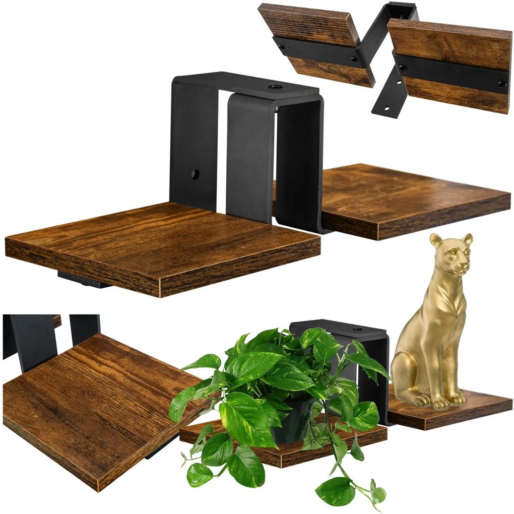 Loftový stojan na květiny FERNANDO RUSTIC černý/dub