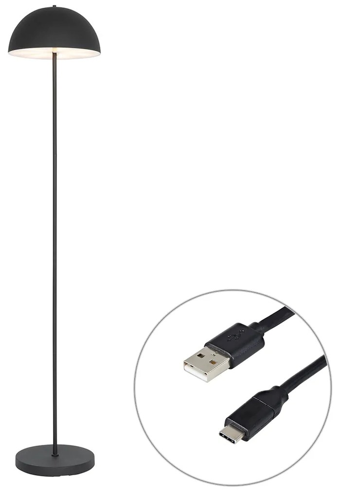Vonkajšia stojaca lampa čierna nabíjateľná 3-stupňovo stmievateľná - Keira