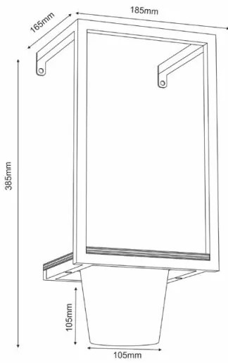 Nástenný kvetináč 38x18 cm čierna