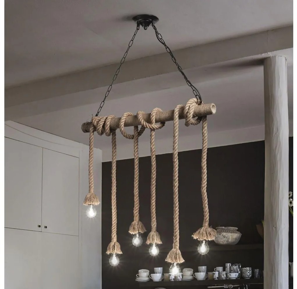 Ideal Lux - Luster na lanku CANAPA 6xE27/15W/230V hnedá