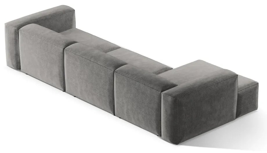 Svetlosivá menčestrová rohová pohovka (ľavý roh/s leňoškou) Bergamo – Cosmopolitan Design