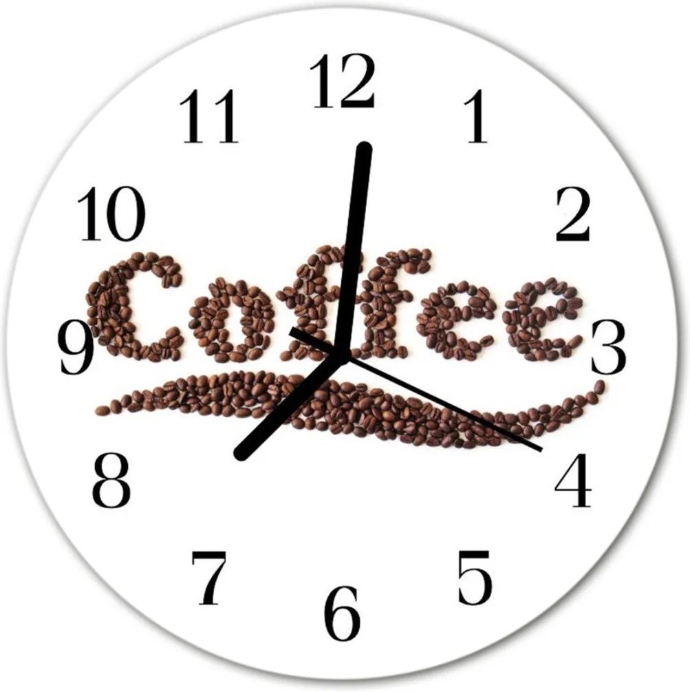 Sklenené hodiny okrúhle  káva
