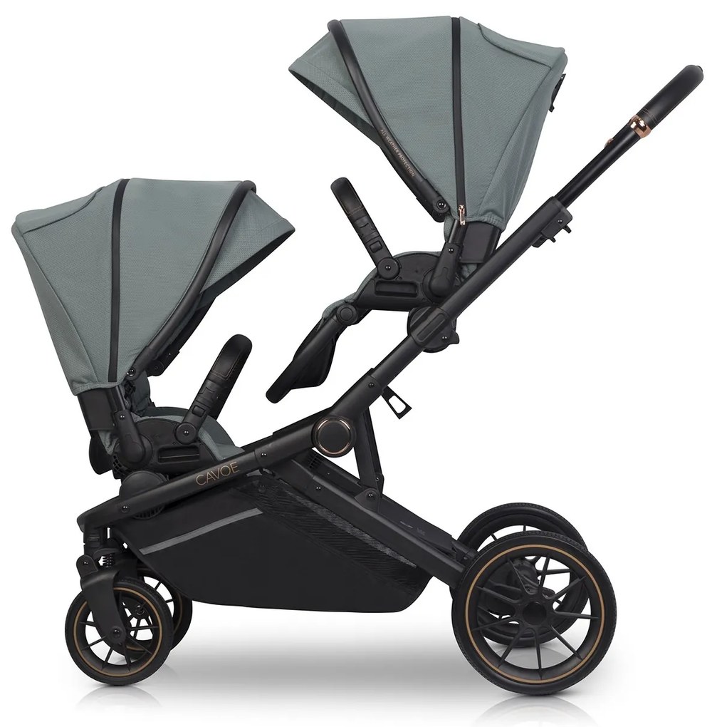 Športový kočík pre dvojčatá CAVOE Avec Boho Green