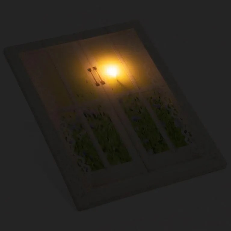 Nexos 86800 Nástenná maľba slnka za oknom, 1 LED, 30 x 40 cm