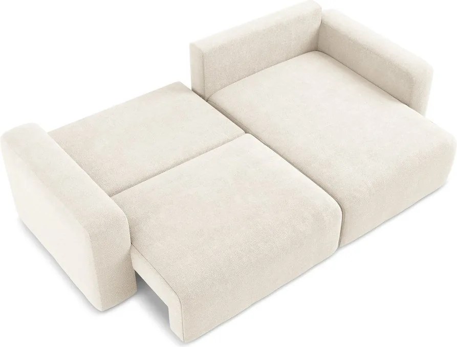 Krémovobiela ženilková rozkladacia/s úložným priestorom rohová pohovka (pravý roh/s leňoškou) Kona – Makamii