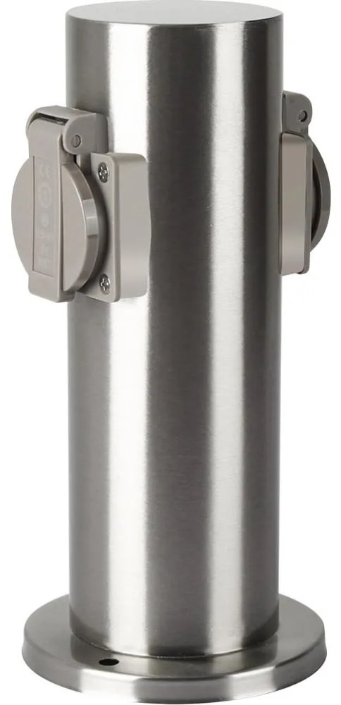 Brilagi - Vonkajší zásuvkový stĺpik PILLAR 2Z SCHUKO 230V IP44 matný chróm BRI188