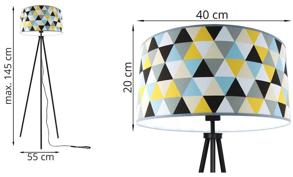 Stojacia lampa Garo, 1x textilné tienidlo so vzorom (výber z 3 farieb), (výber z 3 farieb konštrukcie)