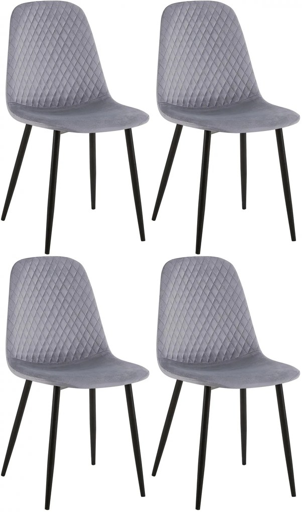 4x Stolička Giverny zamat - sivá