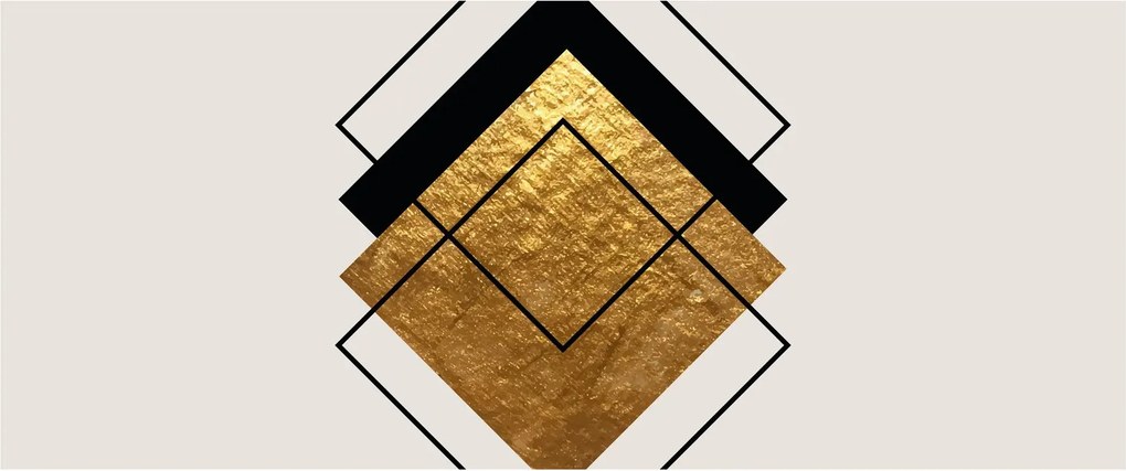 Obraz - Abstrakcia zlatá a biela N⁰1 (120x50 cm)