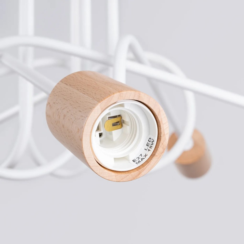 Stropné svietidlo Ember 5, drevené telo svietidla, w