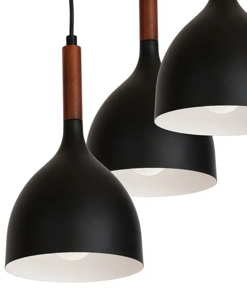 Luster na lanku NOAK WOOD 3xE27/15W/230V čierna/buk
