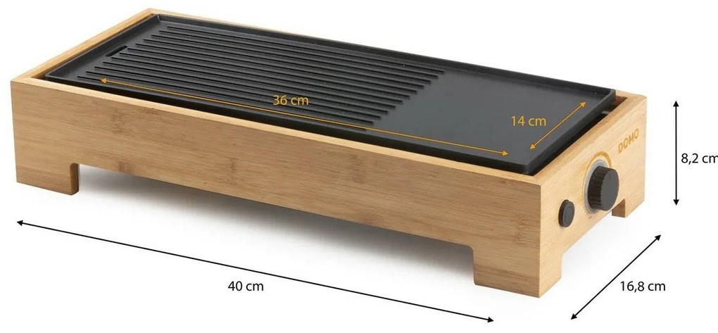 DOMO DO9270G stolný elektrický gril Plancha BambooStyle, M