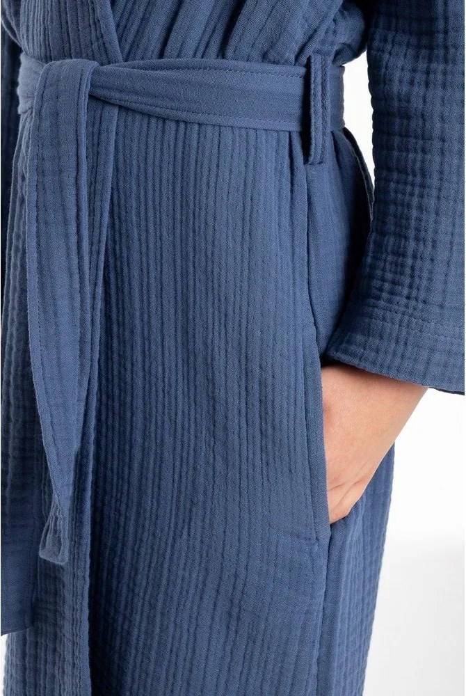 Tmavomodrý mušelínový detský župan veľkosť 5-6 rokov Muslin – Foutastic