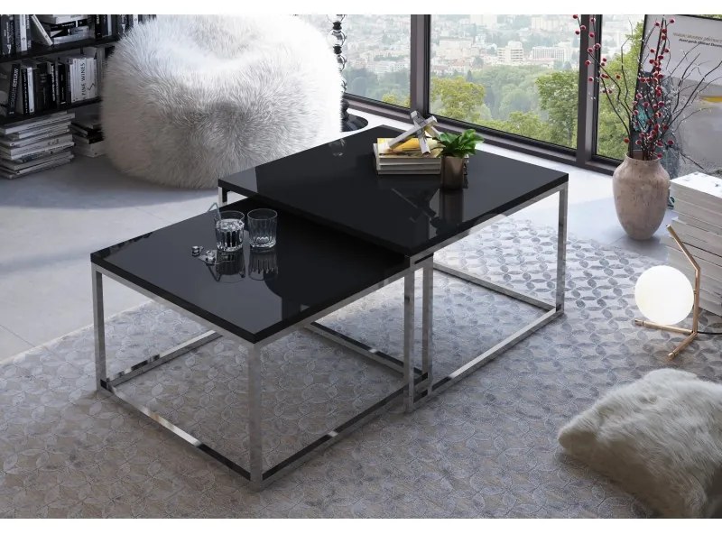 KONFERENČNÝ STOLÍK BELLA ČIERNY LESK + CHRÓM