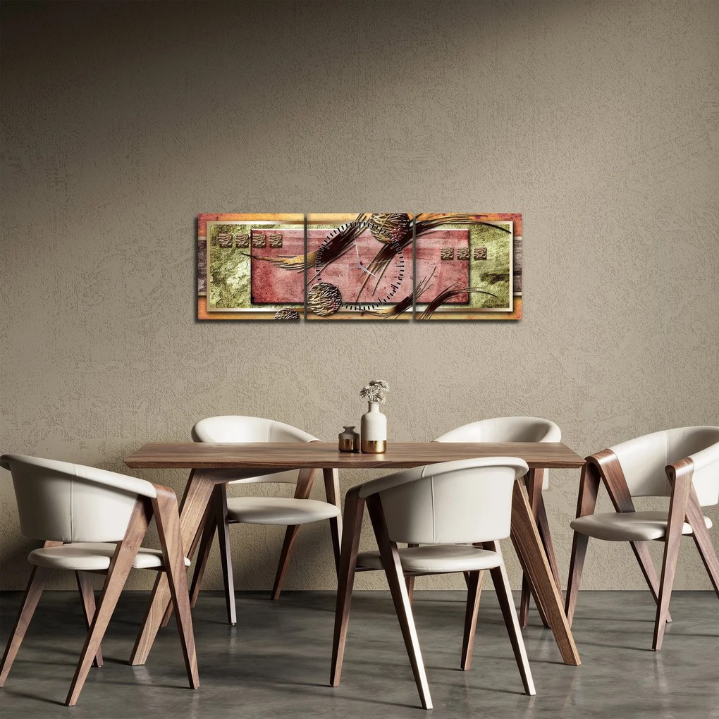 Abstraktný obraz (s hodinami) (90x30 cm)