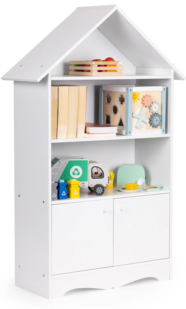 Polička, skrinka domček na hračky, biely Ecotoys