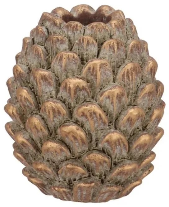 Zlatý antik cementový svietnik šiška Pinecone Gold - 8*8*9 cm
